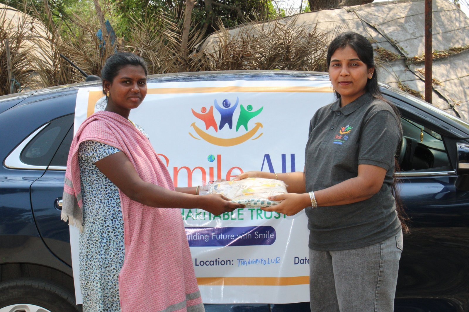 Charity volunteers working together